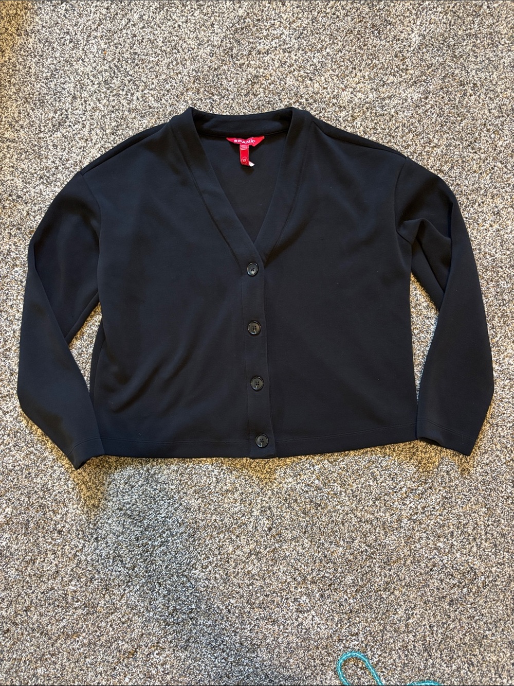 SPANX Black V-Neck Button-Front Cardigan